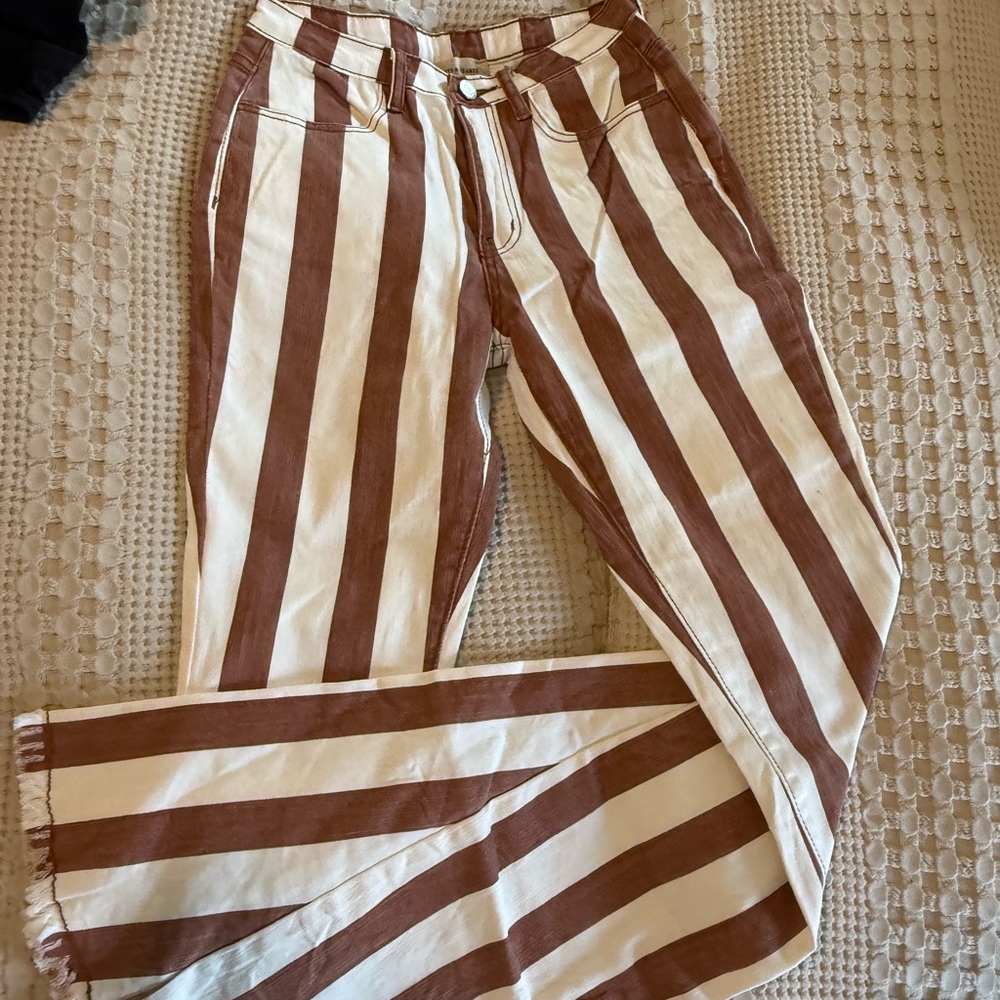Striped High-Rise Pants
